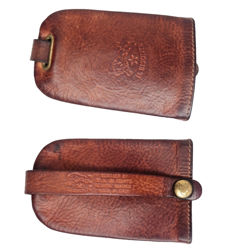 IL BISONTE Brown Leather Key Case Made in Italy Unisex Men's Women's Trullo?